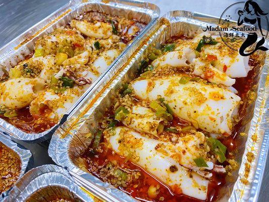 Steam Squid with Bean Starch Vermicelli【锡纸蒜蓉小鱿鱼】(cooked)【Friday Only】