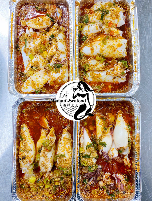 Steam Squid with Bean Starch Vermicelli【锡纸蒜蓉小鱿鱼】(cooked)【Friday Only】